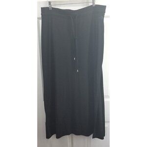 Seven7 Womens L Midi Skirt Stretch Knit Black Drawstring Pull On